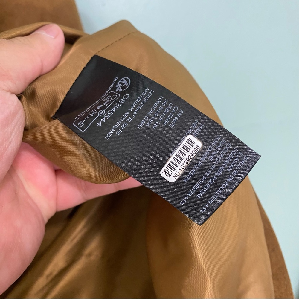Anthropologie Faux Suede Trench Coat Brown Medium - Picture 7 of 9